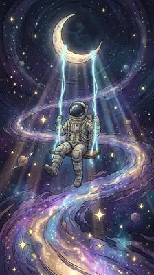 月亮秋千上的宇航员