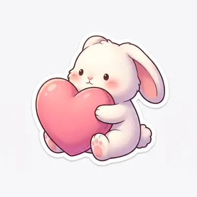 贴纸·比心的小兔子